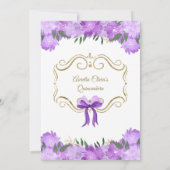 Bloemen Paarse Prinses XV Quinceañera Verjaardag Kaart (Achterkant)