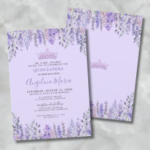 Bloemen Paarse Quinceanera Invitation
