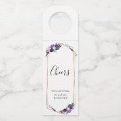 Bloemen Paarse Roos gouden botanische bruiloft Flessenhanger (Voorkant)