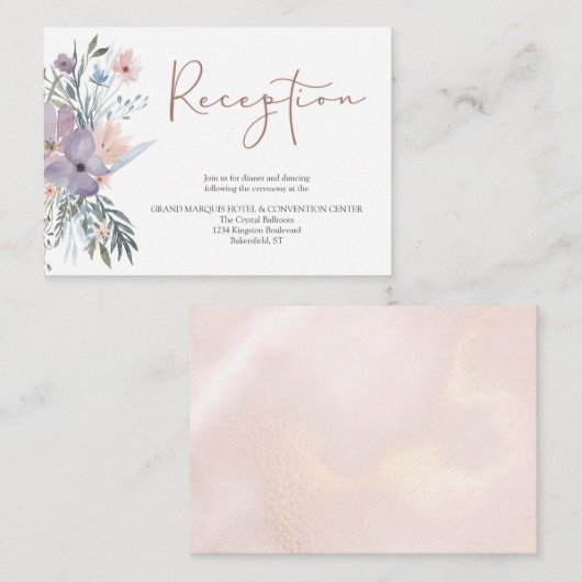 Bloemen Paarse Roos gouden bruiloft receptie Informatiekaartje (Voorkant / Achterkant)