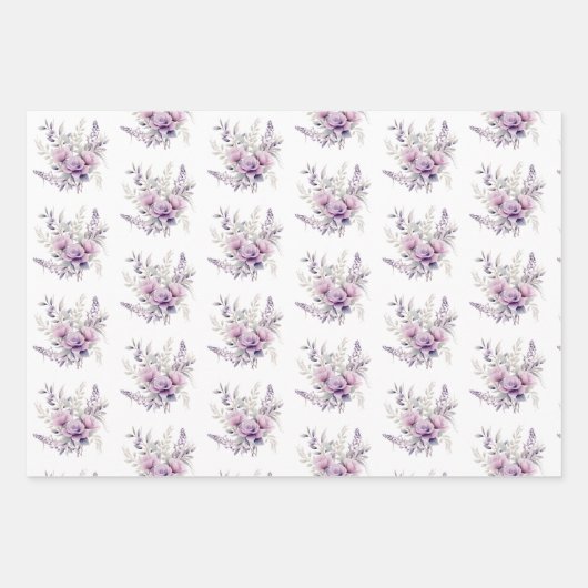 Bloemen Paarse Roze Bloemen Lavendel Bloemen Inpakpapier Vel (Voorkant)
