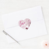 Bloemen Paarse Roze Lila Thema LIEFDE TrouwHART Hart Sticker (Envelop)