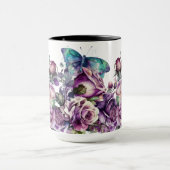 Bloemen Paarse Rozen en Vlinders Mok (Midden)