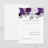Bloemen Paarse RSVP Kaartje (Voorkant / Achterkant)