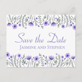 Bloemen Paarse Save the Date Bruiloft Verloving Briefkaart