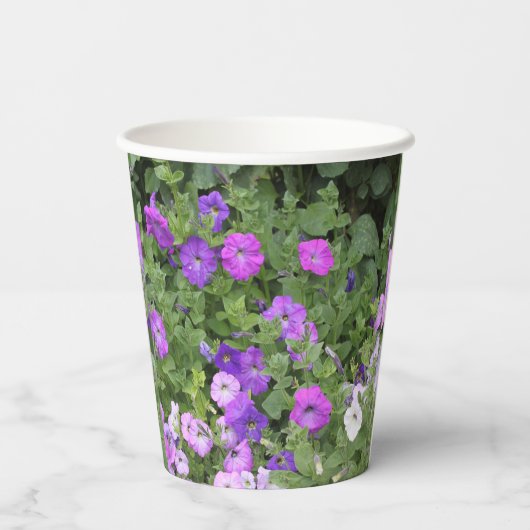 Bloemen Paarse Tuin Petunia Bloemen Foto Cool Papieren Bekers (Achterkant)