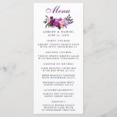 Bloemen Paarse Ultra Violet bruiloft Menu (Voorkant)
