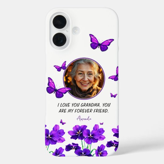 Bloemen Paarse Vlinder Oma Foto Case-Mate iPhone Case (Achterkant)