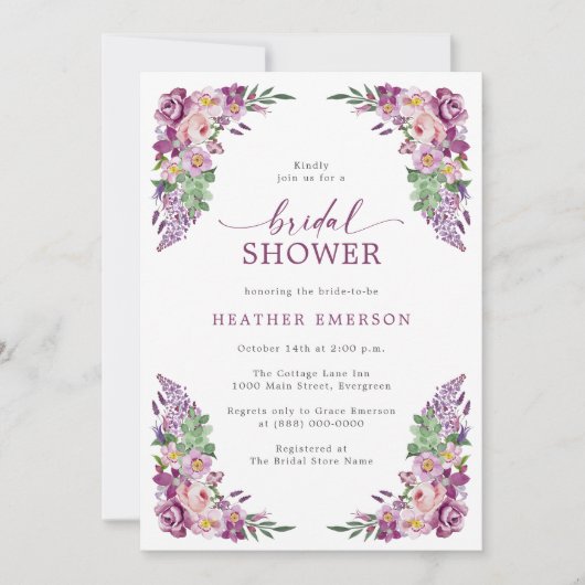 Bloemen Paarse Vrijgezellenfeest Kaart (Voorkant)