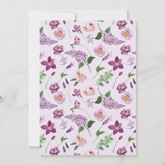 Bloemen Paarse Vrijgezellenfeest Kaart (Achterkant)