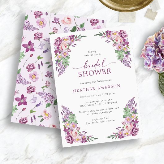 Bloemen Paarse Vrijgezellenfeest Kaart