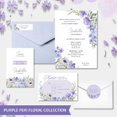 Bloemen Paarse Waterverf bloemen retouradres Etiket