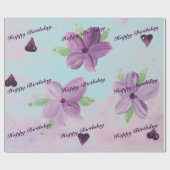 Bloemen Paarse Waterverf geschenkverpakking met ha Cadeaupapier (Vlak)