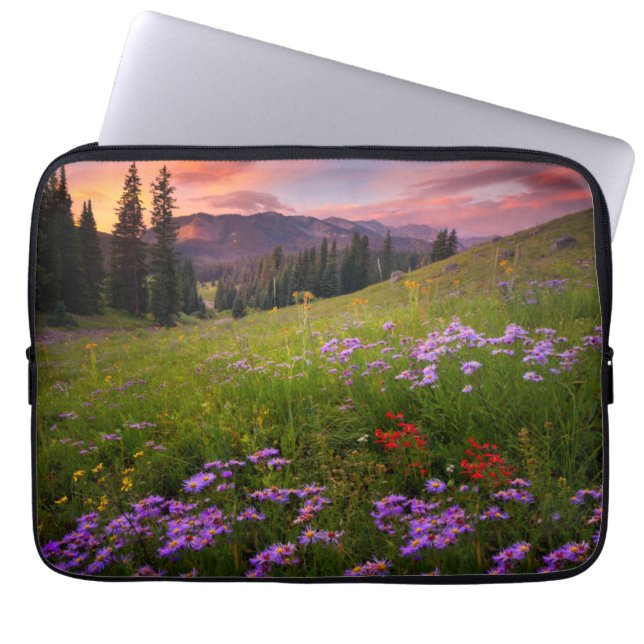 Bloemen | Paarse wilde bloemen Colorado Laptop Sleeve (Voorkant)