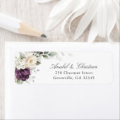 Bloemen Paarse witte groen retour adreslabel Etiket (Insitu)