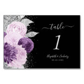 Bloemen Paarse zilveren glitter bruiloft Kaart (Voorkant)