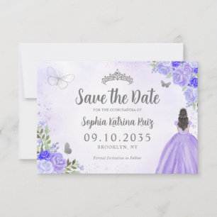 Bloemen Paarse Zilveren Prinses Verjaardag Quincea Save The Date