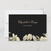 Bloemen Paarse Zwart en Gouden bruiloft rsvp (Achterkant)
