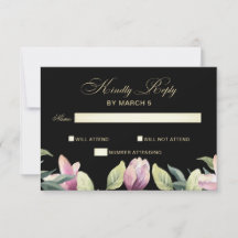 Bloemen Paarse Zwart en Gouden bruiloft rsvp