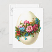 Bloemen Paasei Feestdagenkaart (Voorkant / Achterkant)