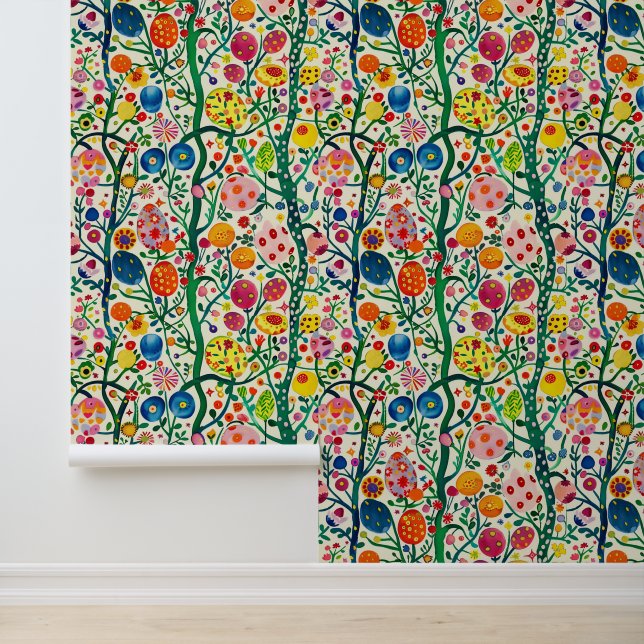 Bloemen Paasei Plant Behang (Applicatie)