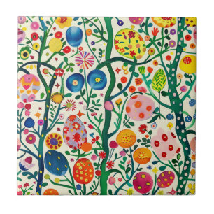 Bloemen Paasei Plant Tegeltje