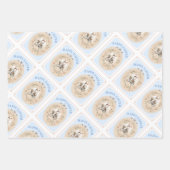 Bloemen Paashaas Blauw Gingham Check Inpakpapier Vel (Voorkant 2)