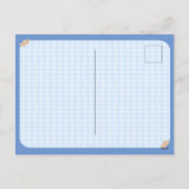 Bloemen Paashaas Blauw GinghamCheckNONAM Feestdagenkaart (Achterkant)