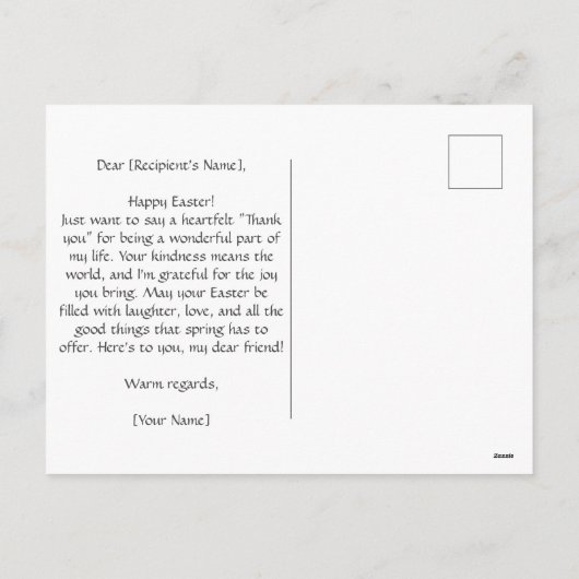 Bloemen Paashaas Denken aan je Lavendel Feestdagenkaart (Achterkant)