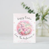 Bloemen Paashaas Easter Eggs Harten Briefkaart (Staand voorkant)