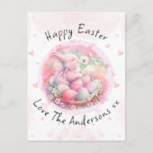 Bloemen Paashaas Easter Eggs Harten Briefkaart (Voorkant)