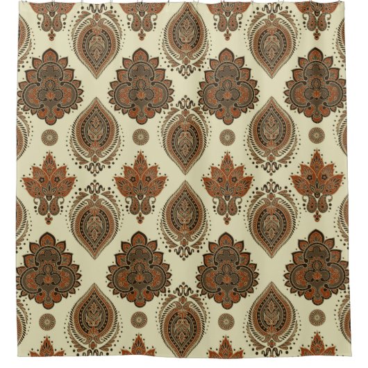 Bloemen paisley, Aziatische textiel  patroon. Douchegordijn (Voorkant)