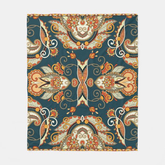 Bloemen Paisley Bandanna: Traditioneel Ornament Fleece Deken (Voorkant)