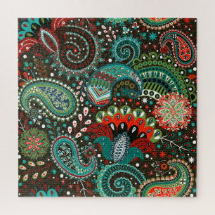 Bloemen paisley: naadloze patroonelementen. legpuzzel