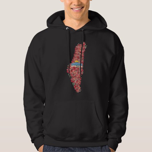 Bloemen Palestina kaart Koepel van Rock al quads G Hoodie (Voorkant)