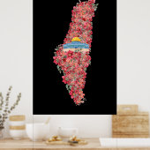 Bloemen Palestina kaart Koepel van Rock al quads G Poster (Keuken)