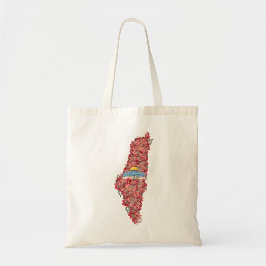 Bloemen Palestina kaart Koepel van Rock al quads G Tote Bag (Voorkant)
