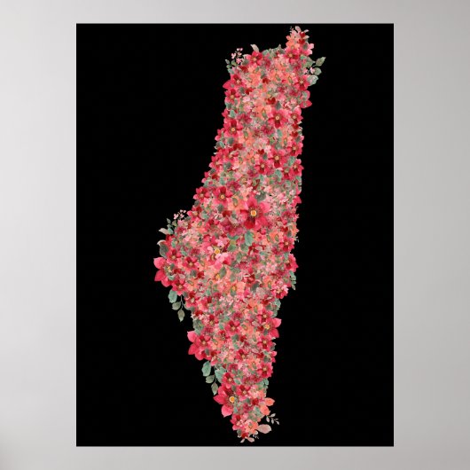 Bloemen Palestina kaart kunst-vrijheid voor Palest Poster (Voorkant)