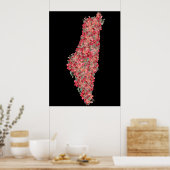 Bloemen Palestina kaart kunst-vrijheid voor Palest Poster (Keuken)