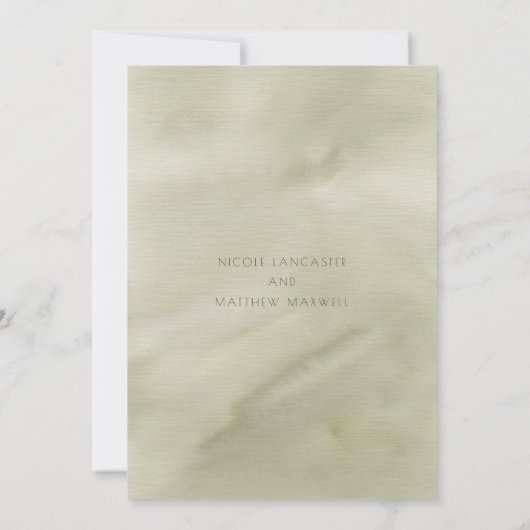 Bloemen palmbladeren, groen en perzik bruiloft kaart (Achterkant)