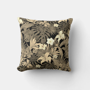Bloemen & Palmbladeren in Beige Tinten Worpkussen Kussen