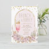 Bloemen Pampas Brunch & Bubbly Vrijgezellenfeest Kaart (Staand voorkant)