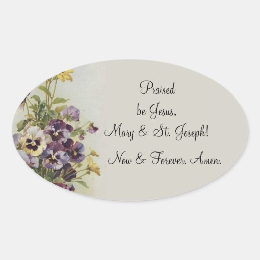  Bloemen Pansies Gebed Quote Aanpassen Ovale Sticker (Voorkant)