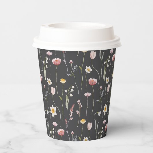  Bloemen Papier Beker (Achterkant)