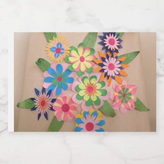 Bloemen papier-snijden voedselcontainer etiket (Enkel label)