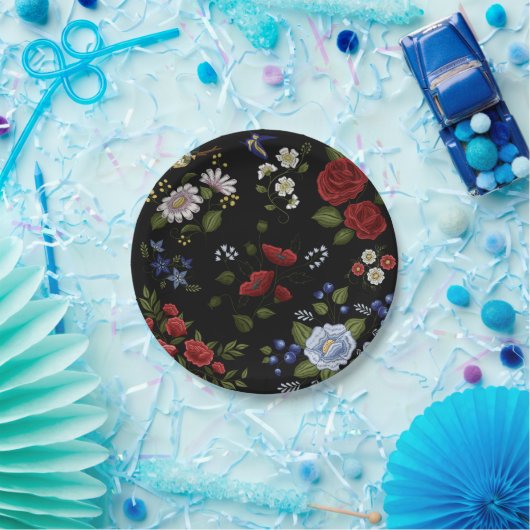 Bloemen Papieren Bordje (Feest)