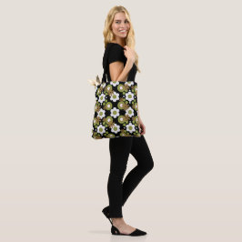 Bloemen parels en donuts Camel Olive White Black Tote Bag