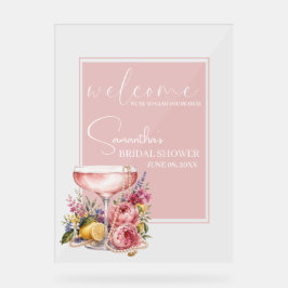 Bloemen, Parels & Prosecco Bruidsfeest Verwelkomin Acryl Bord