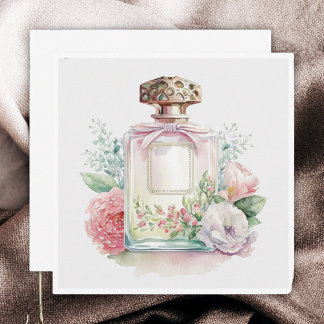 Bloemen  parfumflesje vlak notitiekaartje