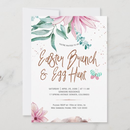 Bloemen Pasen brunch en eierjacht magnolia Kaart (Voorkant)